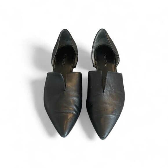 Vince Darlington Black Leather Dorsay Pointed Toe Flats | Womens Size 8 (EU 38) - Picture 2 of 4